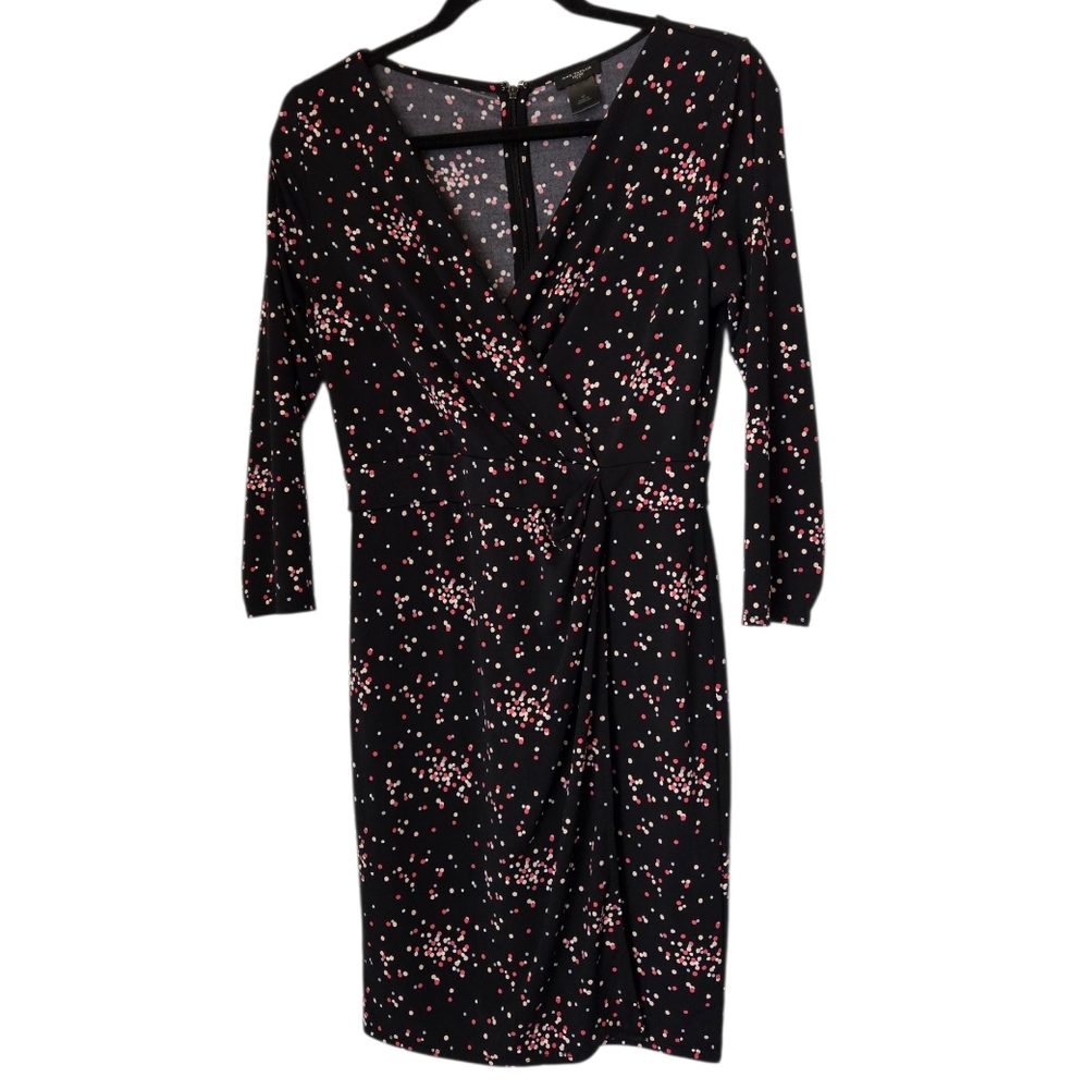 Ann Taylor Petite Elegant Black and Pink Floral Dress Size 4P